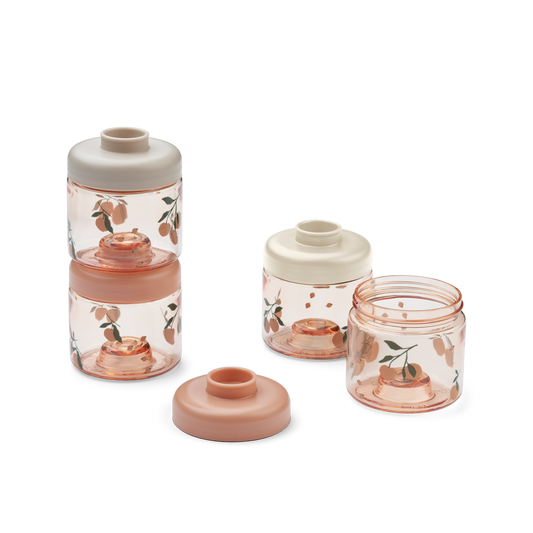 Liewood Liewood Set van 4 Stapelbare Bewaarpotjes - Dominique Baby Food Tritan Boxes - Peach / Sea shell - Decomusy