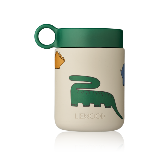 Liewood Liewood Kian Food Jar Geïsoleerde Voedselcontainer 250ml - Dinosaurs / Mist - Decomusy