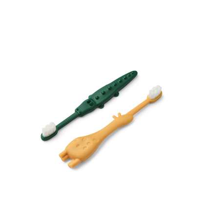 Liewood Liewood Fabio All Together Toddler Toothbrush - Peuter Tandenborstel - Yellow mellow / Garden green - Decomusy