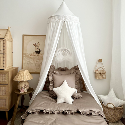 Cotton&Sweets Cotton & Sweets Boho Twist Bedhemel Klamboe "White" - Decomusy