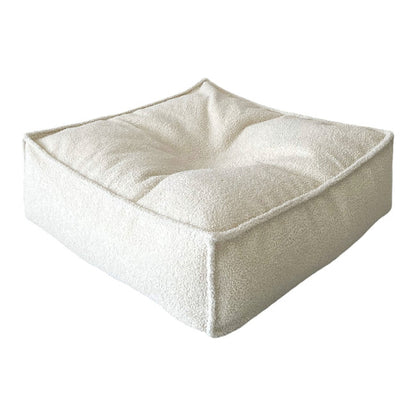 Moje. Moje. Bouclé Vierkante Kinderpoef Ottoman - Cream - Decomusy