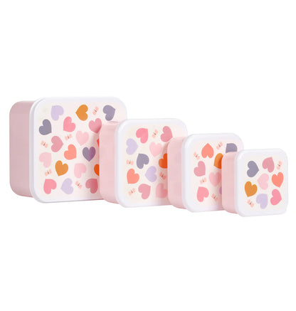 A Little Lovely Company Lunch & Snackbox Set Hearts