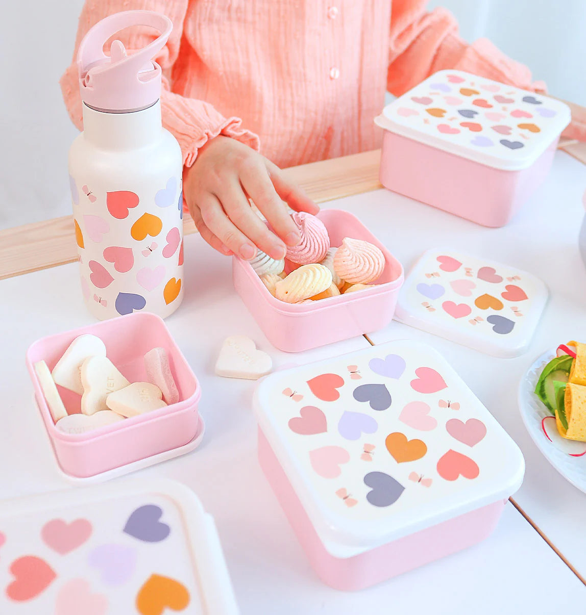 A Little Lovely Company Lunch & Snackbox Set Hearts