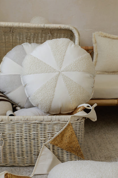 Moi Mili Boucle Cotton Patchwork Candy Pillow “White lamb”