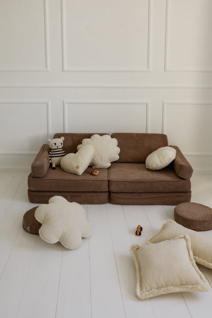 Moi Mili Boucle Cotton Patchwork Candy Pillow “White lamb”