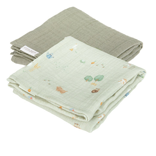 Little Dutch Little Dutch Swaddle Doeken Set Hydrofiel 70 x 70 Little Farm / Olive - Decomusy