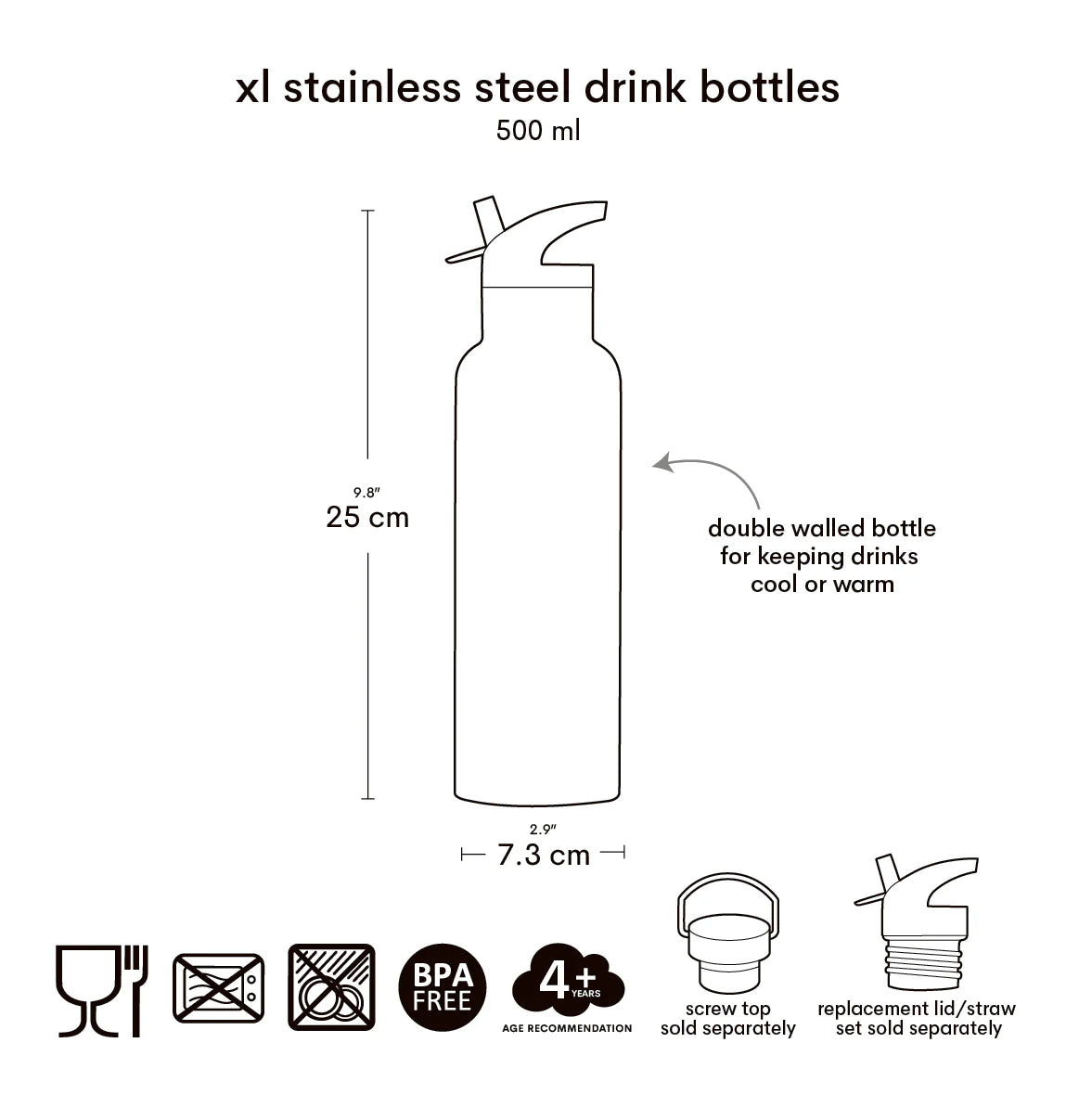 A Little Lovely Company XL roestvrijstalen drinkfles Hearts