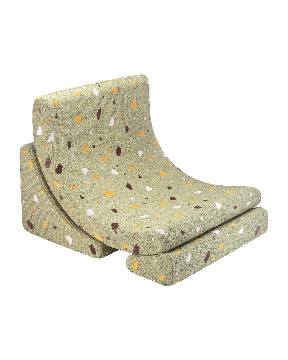 Wigiwama Wigiwama Beanbag Moon Chair Kinderfauteuil - Terrazzo Moss - Decomusy