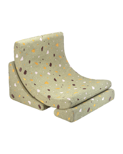 Wigiwama Wigiwama Beanbag Moon Chair Kinderfauteuil - Terrazzo Moss - Decomusy