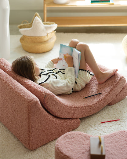 Wigiwama Wigiwama Beanbag Moon Chair Kinderfauteuil - Guava Pink - Decomusy