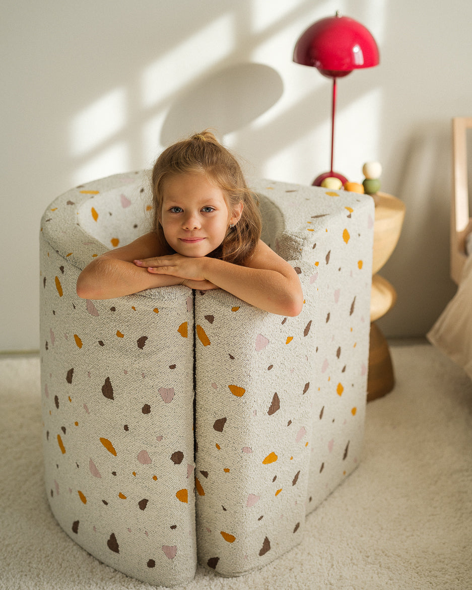 Wigiwama Wigiwama Beanbag Moon Chair Kinderfauteuil - Terrazzo Marble - Decomusy