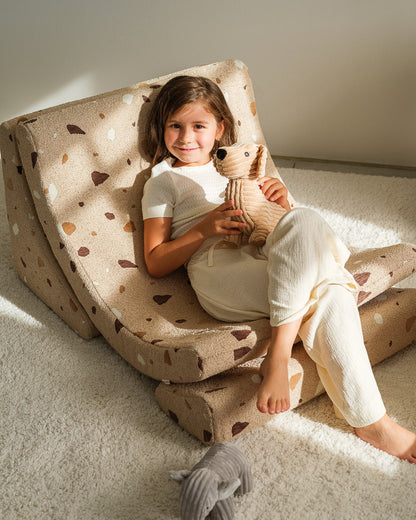 Wigiwama Wigiwama Beanbag Moon Chair Kinderfauteuil - Terrazzo Sand - Decomusy