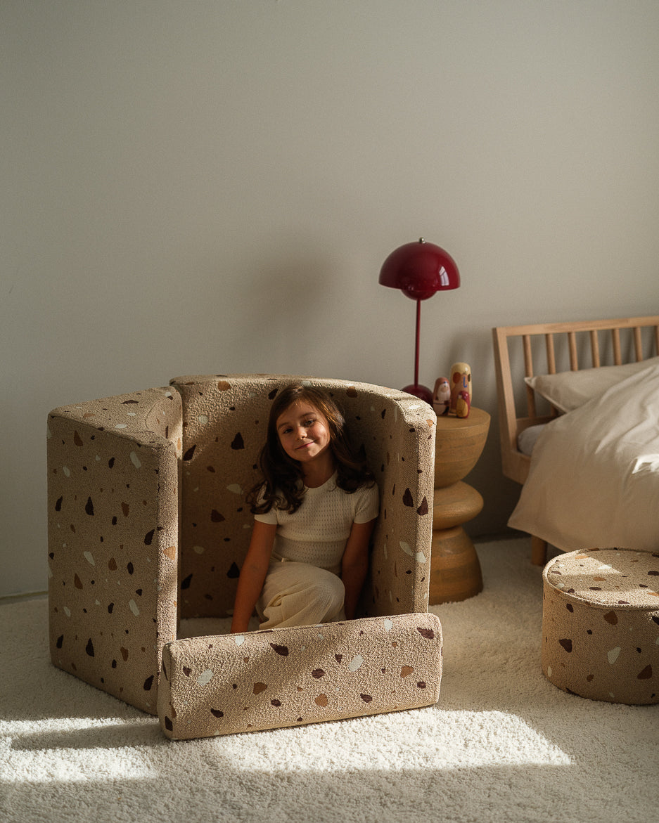 Wigiwama Wigiwama Beanbag Moon Chair Kinderfauteuil - Terrazzo Sand - Decomusy