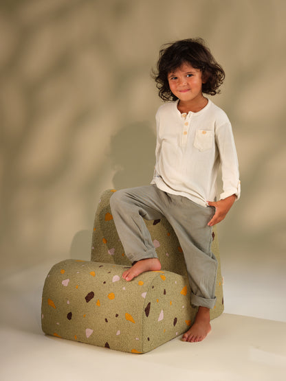 Wigiwama Wigiwama Cloud Beanbag Chair Kinderfauteuil - Terrazzo Moss - Decomusy