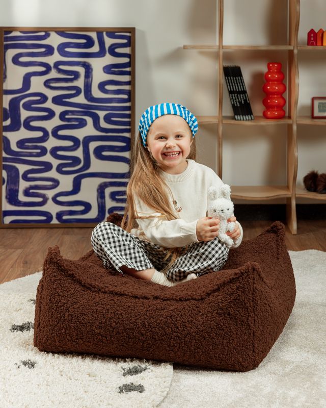 Wigiwama Wigiwama Vierkant Poef Ottoman Teddy - Warm Hazel - Decomusy