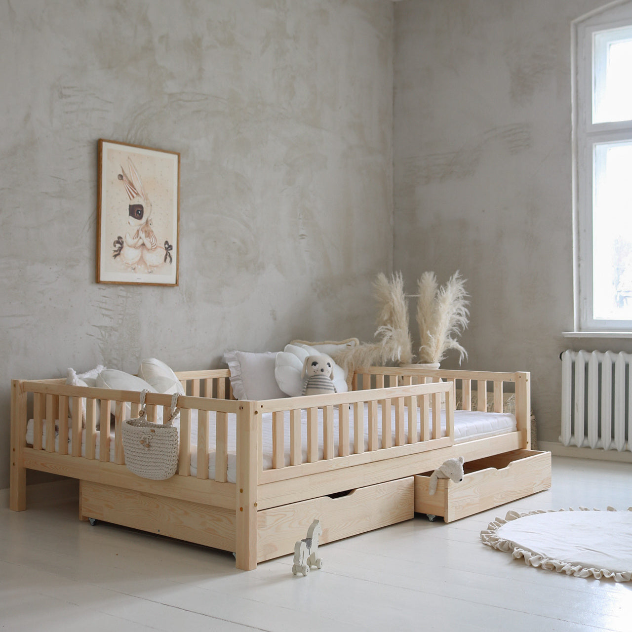 Decomusy Decomusy Kinderbed met uitvalbeveiliging Naturel - 140x200cm - Decomusy