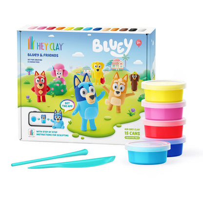 Hey Clay Hey Clay boetseerklei Bluey & Friends - LIMITED EDITION - 15 pack - Decomusy