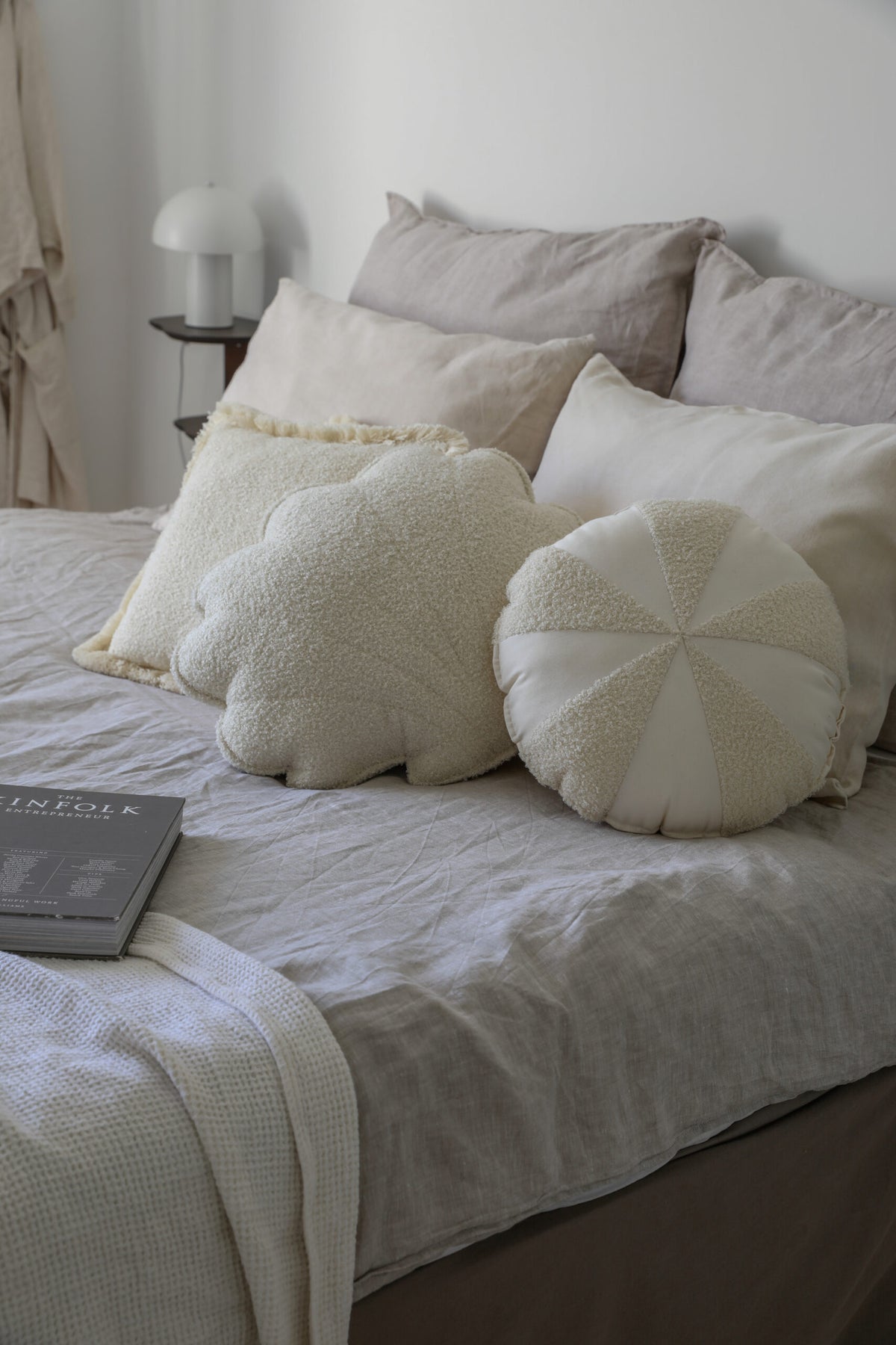 Moi Mili Boucle Cotton Patchwork Candy Pillow “White lamb”