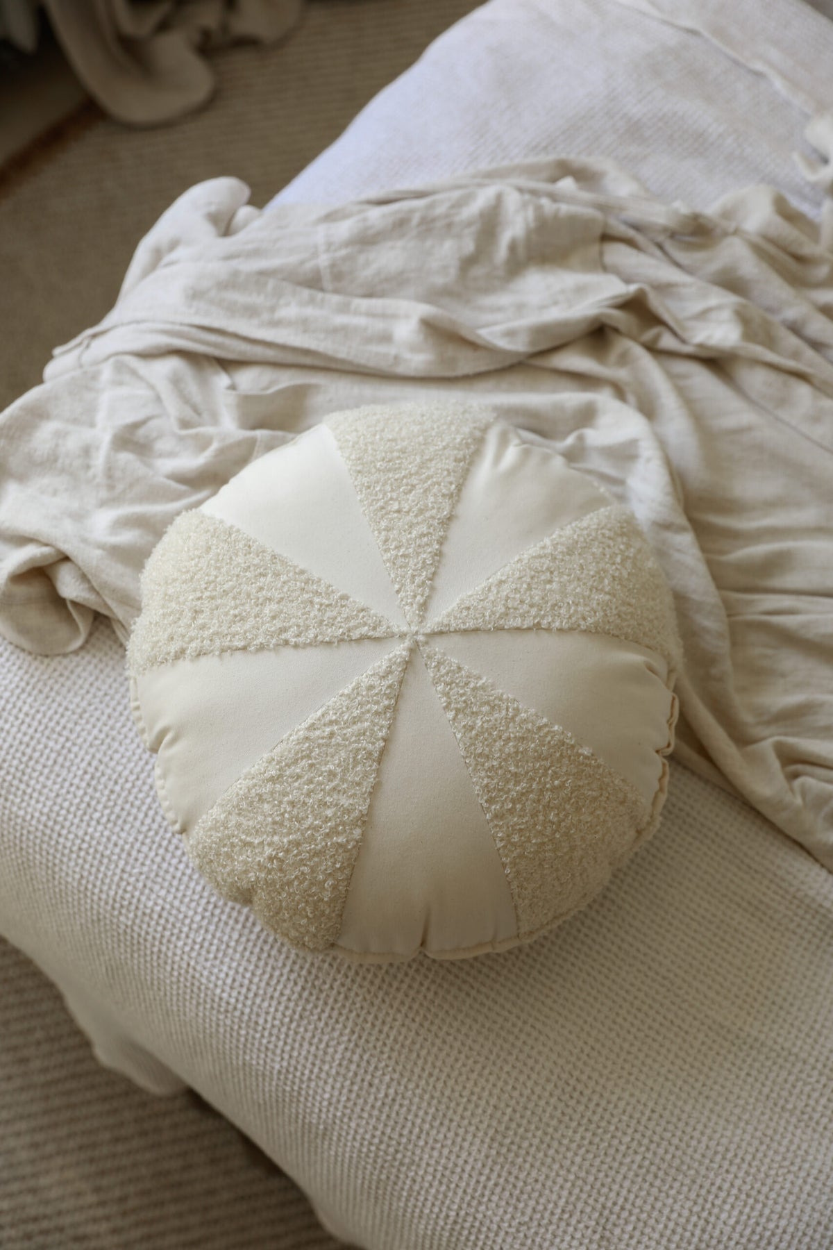 Moi Mili Boucle Cotton Patchwork Candy Pillow “White lamb”