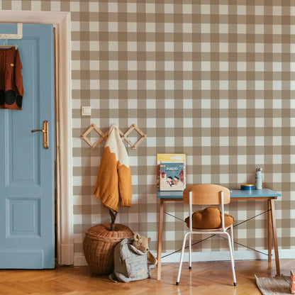Dekornik Dekornik Vliesbehang - Check Classic Brown - Decomusy