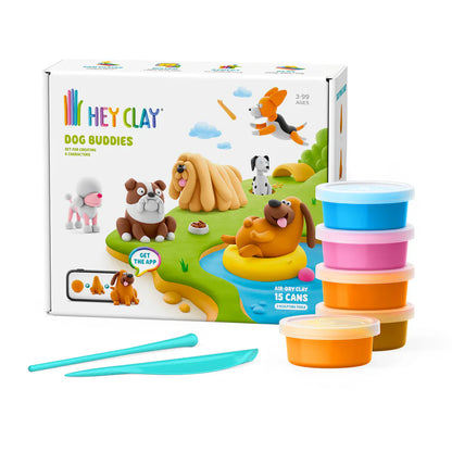 Hey Clay Hey Clay boetseerklei Dog Buddies - 15 pack - Decomusy