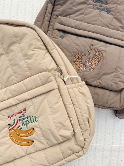 Konges Slojd Konges Slojd Juno Quilted Backpack Rugzak Midi - Walnut - Decomusy