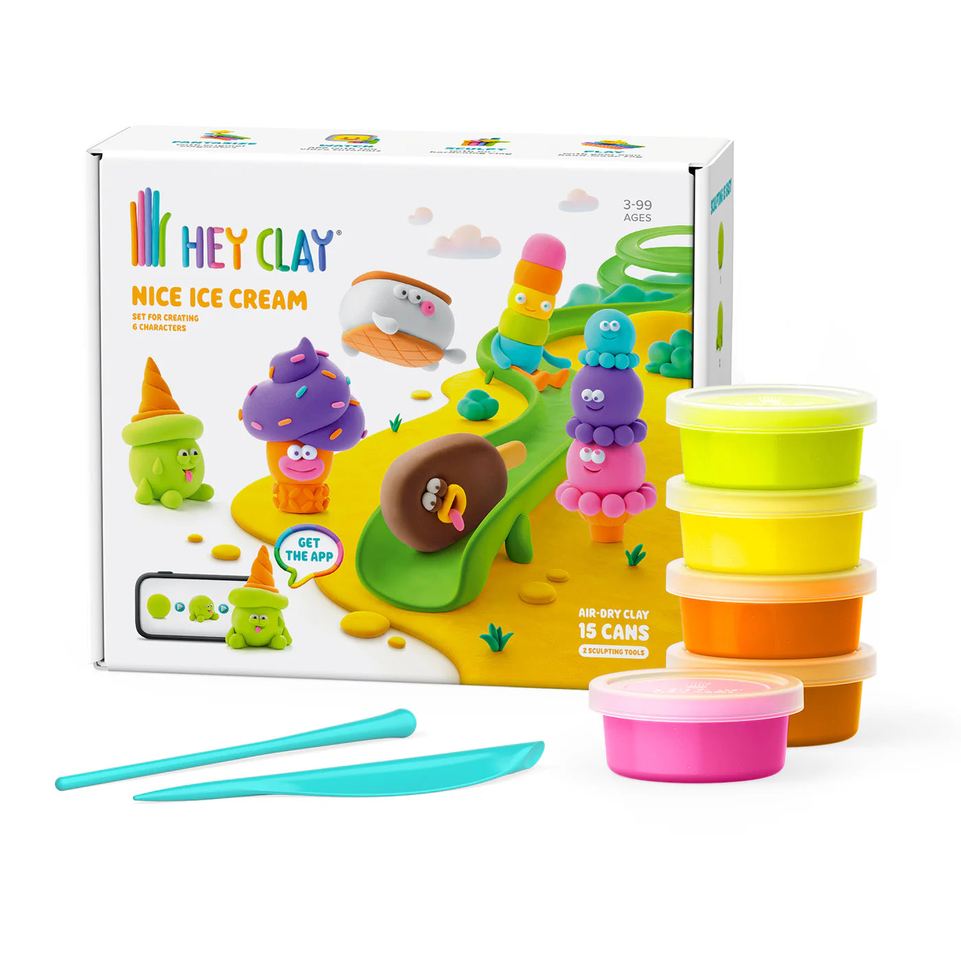Hey Clay Hey Clay boetseerklei Nice Ice Cream - 15 pack - Decomusy