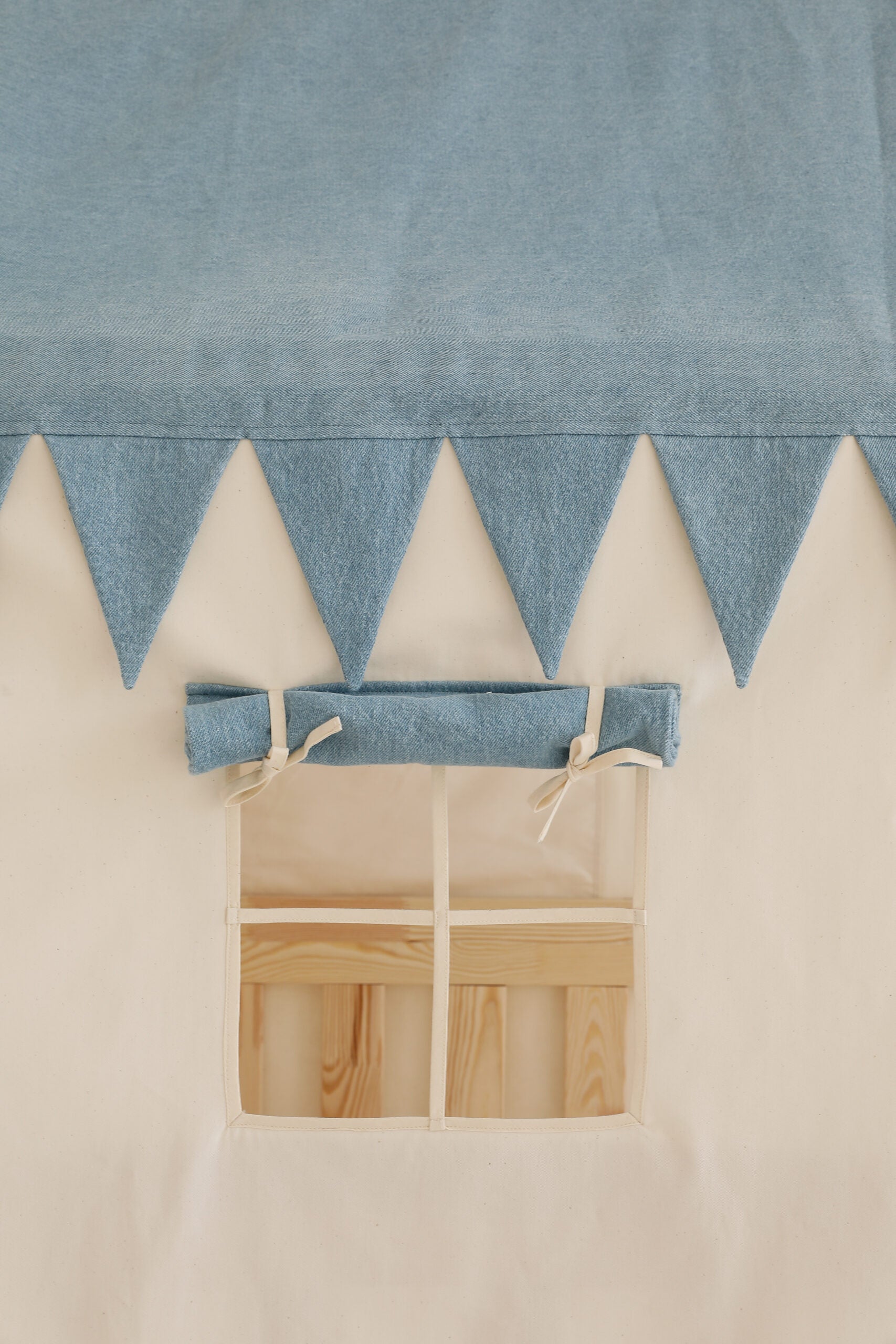 Moi Mili Moi Mili Hemelbed in de vorm van een huis - Jeans - Decomusy