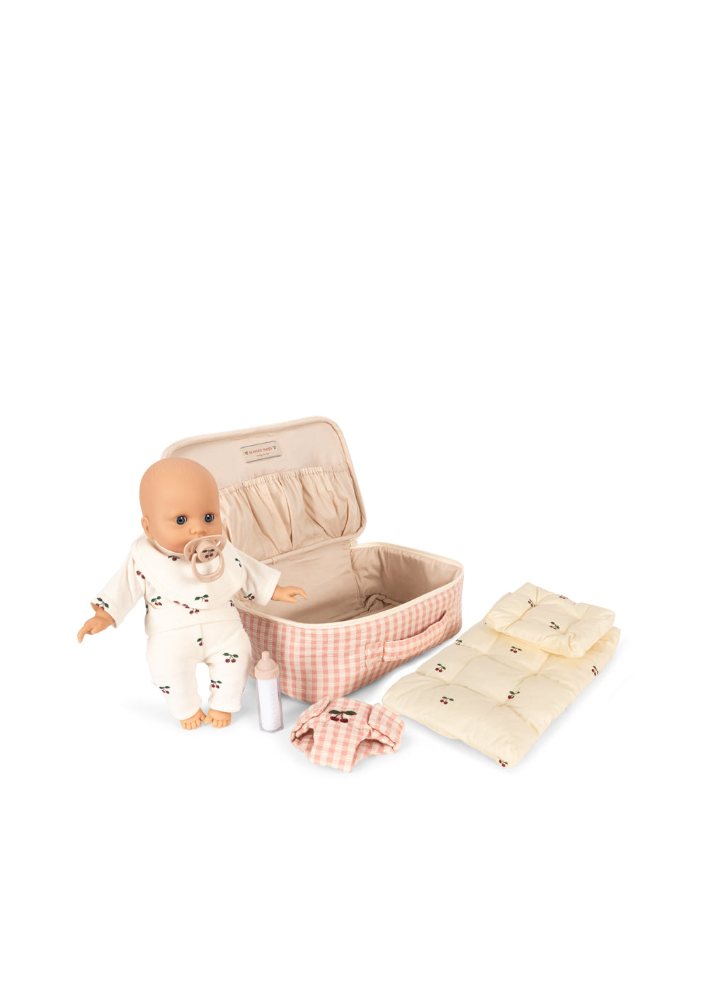 Konges Slojd Poppenverzorgingsset in Koffer – met Babypop & Accessoires Pink Check
