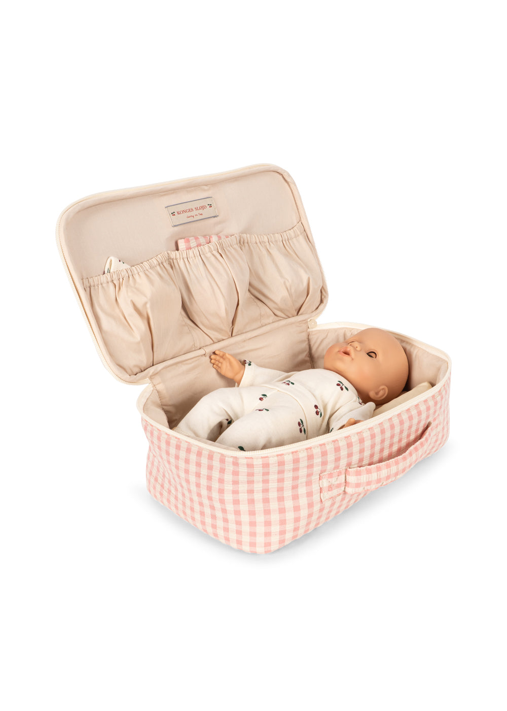 Konges Slojd Poppenverzorgingsset in Koffer – met Babypop & Accessoires Pink Check