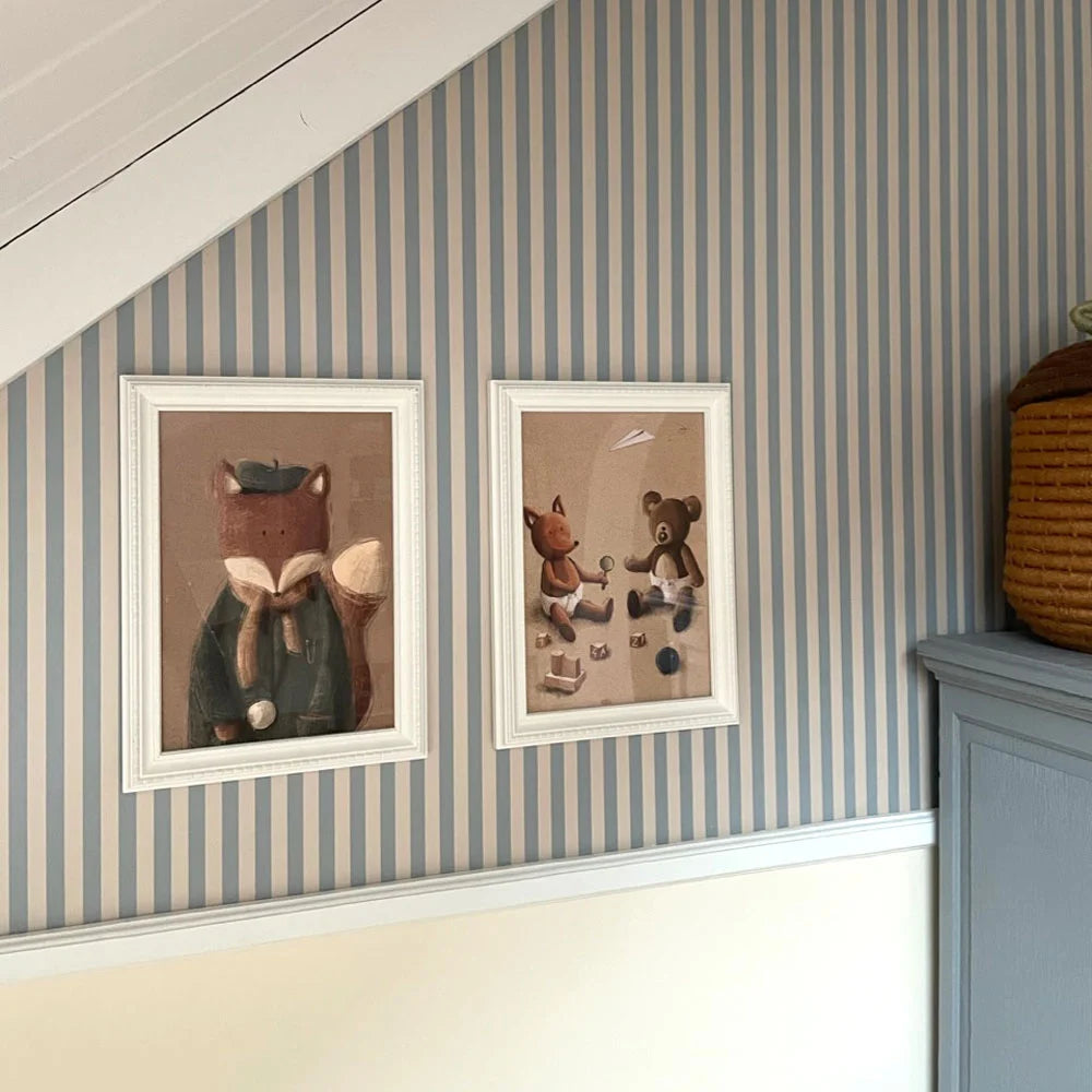 Dekornik Vliesbehang - Simple Vintage Stripes Beige Blue
