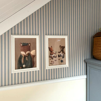 Dekornik Vliesbehang - Simple Vintage Stripes Beige Blue