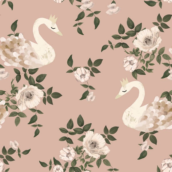 Dekornik Dekornik Behang "Swans Kingdom" - Pink - Decomusy