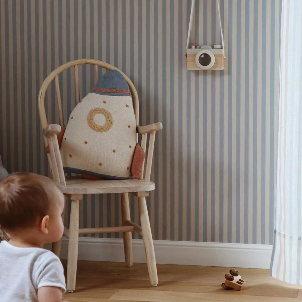 Dekornik Vliesbehang - Simple Vintage Stripes Beige Blue