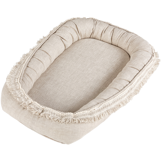 Cotton&Sweets Cotton & Sweets Boho Linnen Babynest "Naturel" - Decomusy