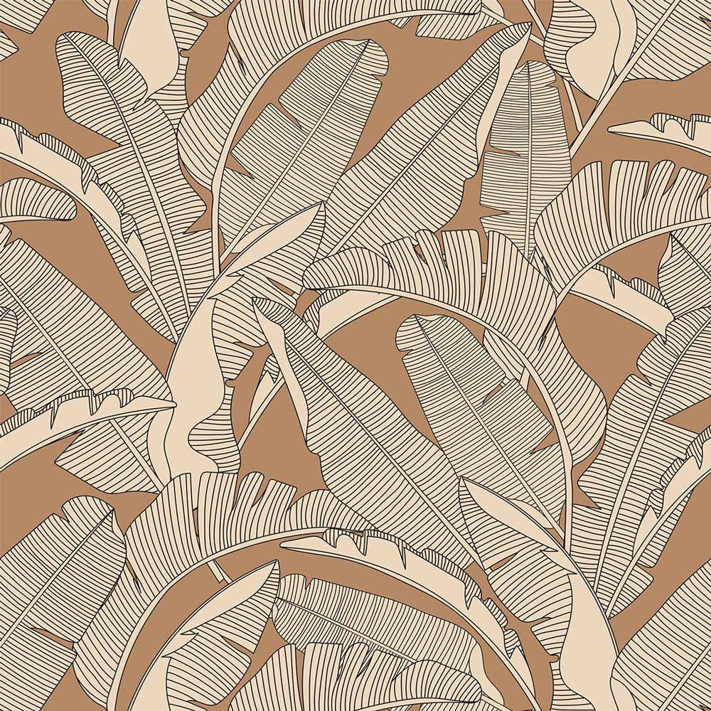 Dekornik Dekornik Behang Classic "Big Palm Leaves Ivory Cinnamon" - Decomusy