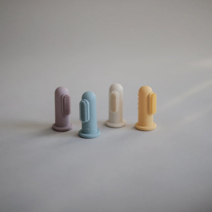 Mushie Mushie Siliconen Tandenborstel "- Powder blue & Pale Daffodil" - Decomusy
