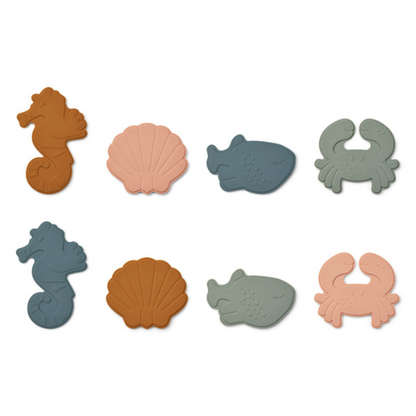 Liewood Liewood Paola Mini Bath Mat 8-Pack - Sea Creature / Mustard Multi Mix - Decomusy