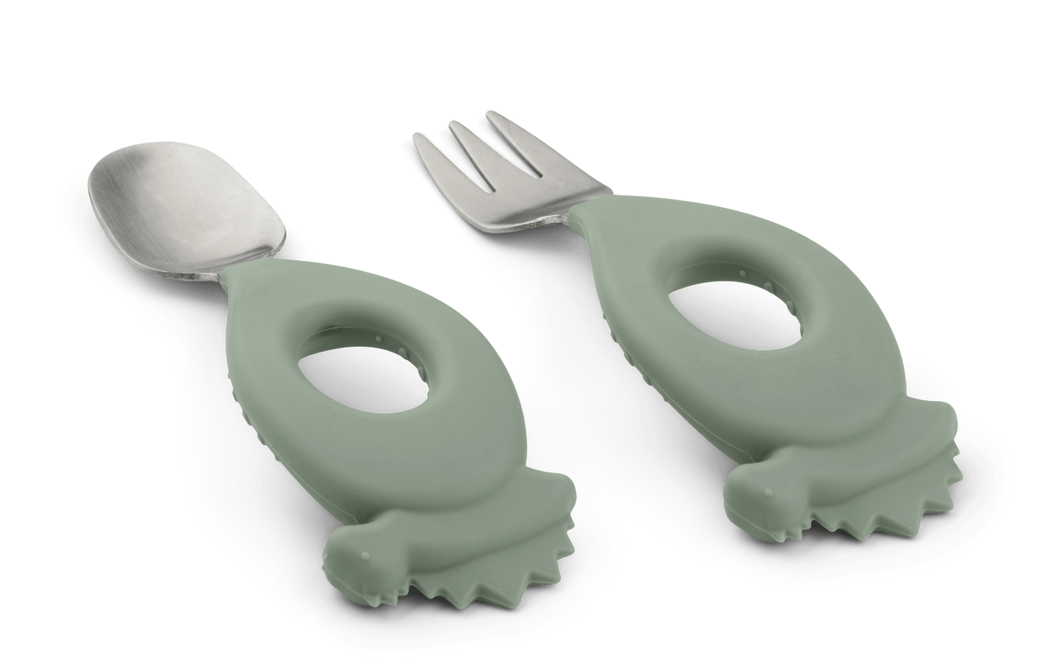 Liewood Liewood Stanley Baby Cutlery Set - Dino / Faune Green - Decomusy