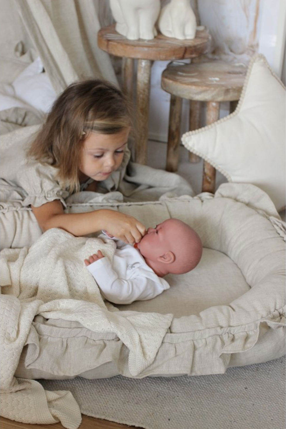 babynest Linnen Babynest Pure Nature Ruffles "Naturel" - Decomusy