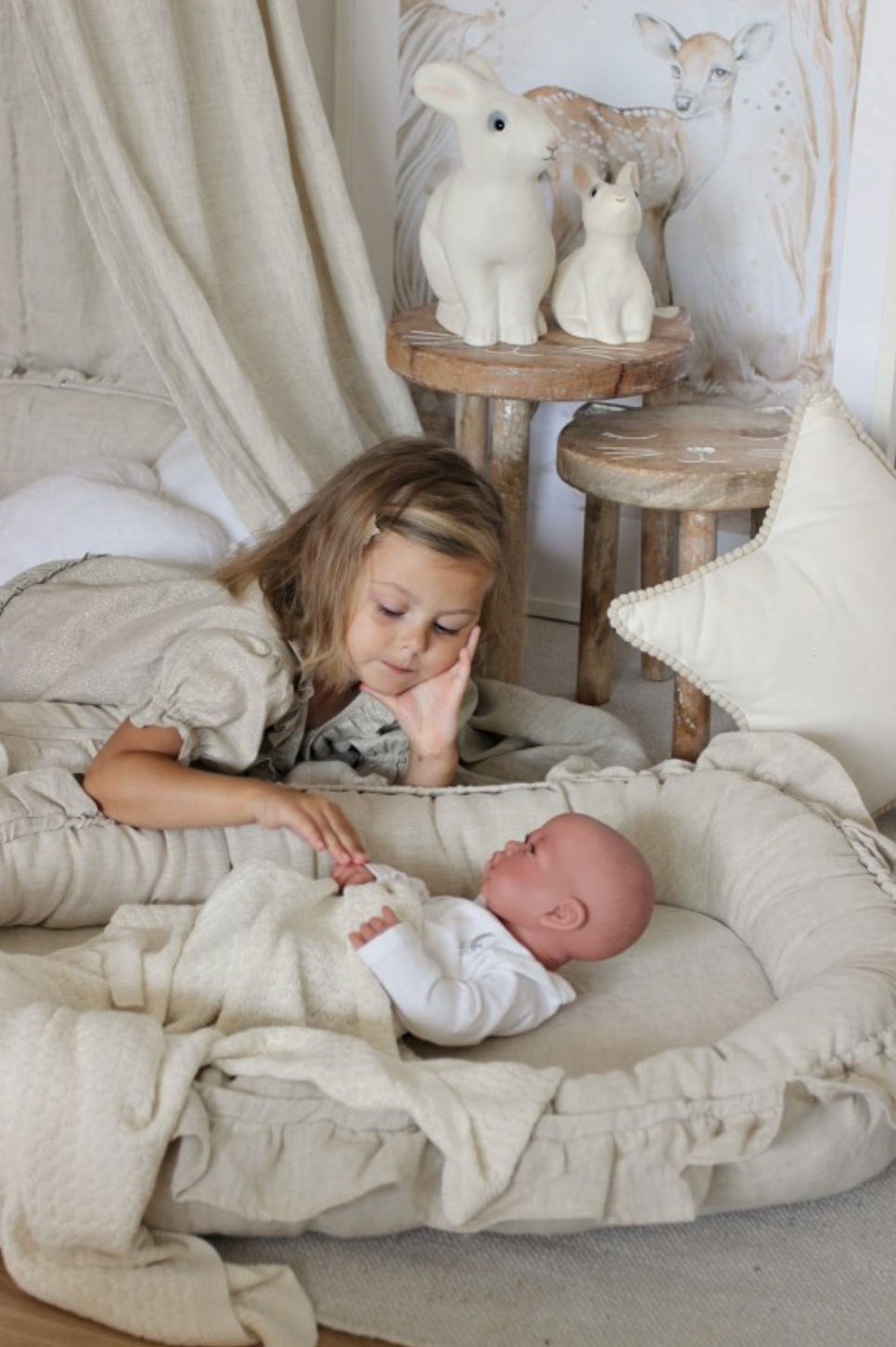 babynest Linnen Babynest Pure Nature Ruffles "Naturel" - Decomusy