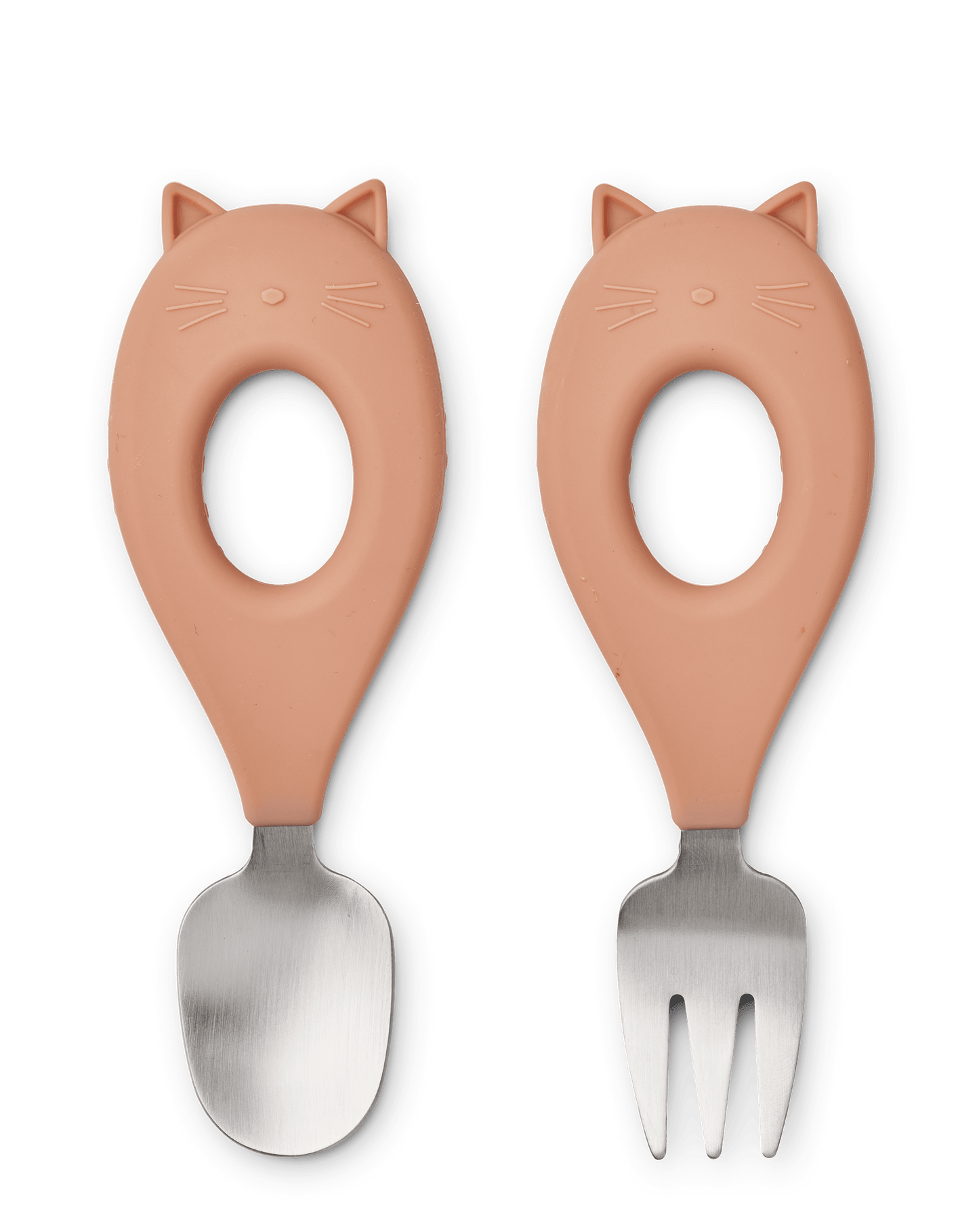 Liewood Liewood Stanley Baby Cutlery Set - Cat / Tuscany rose - Decomusy