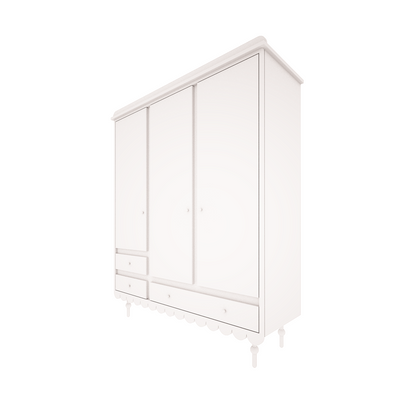 WoodLuck Kledingkast Retro Babushka 3-deurs White - Decomusy