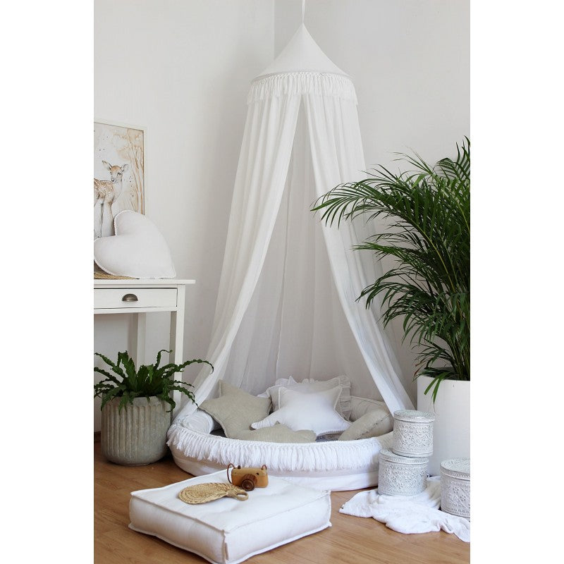 Cotton&Sweets Cotton & Sweets Boho Bedhemel Klamboe "White" - Decomusy