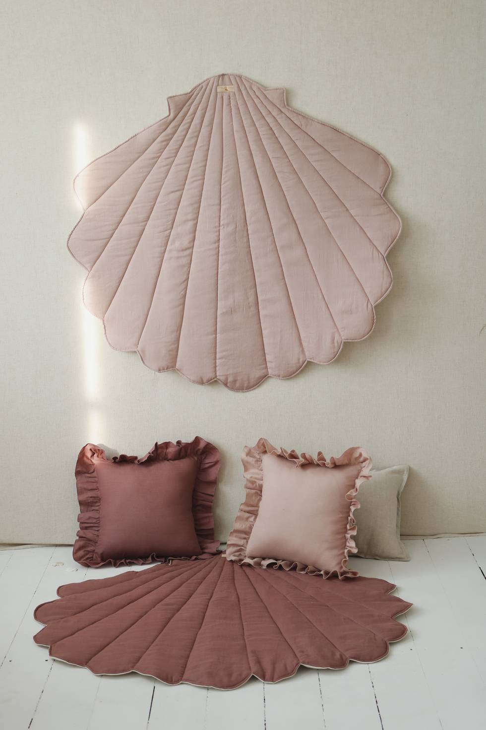 speelmat Linnen Speelmat Shell "Powder Pink" - Decomusy