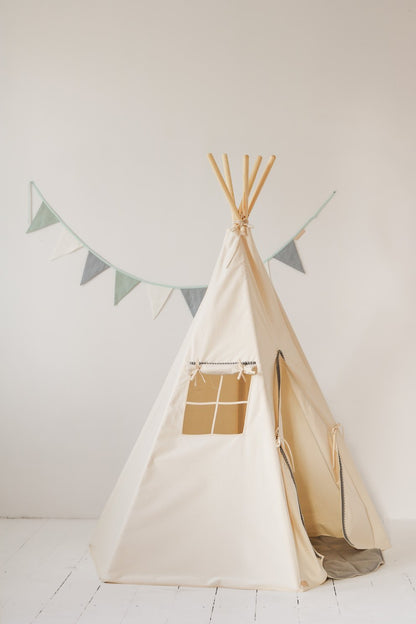 tipi tent Tipi Tent met Pompons "Grey Pompons" - Decomusy