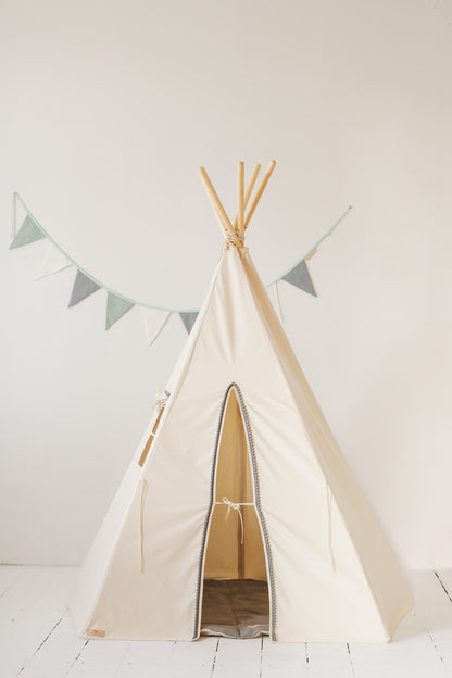 tipi tent Tipi Tent met Pompons "Grey Pompons" - Decomusy