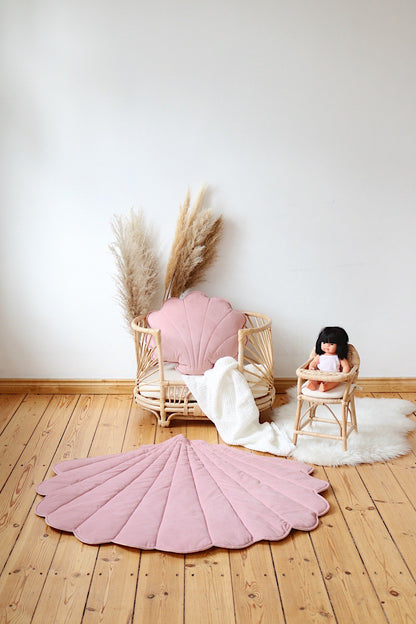 sierkussen XL Velvet Sierkussen Schelp "Soft Pink" - Decomusy