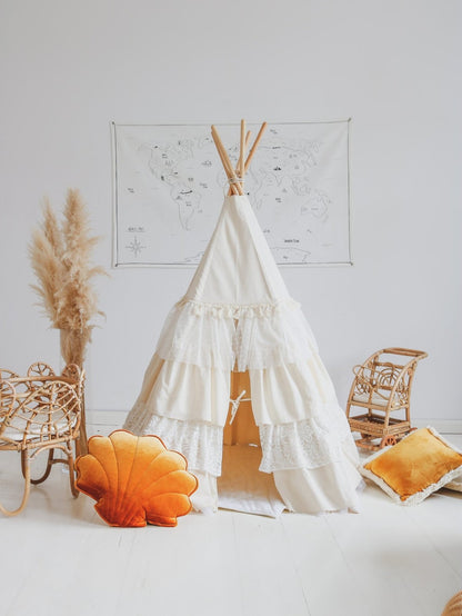 Moi Mili Moi Mili Tipi Tent met Franjes "Shabby Chic" - Decomusy