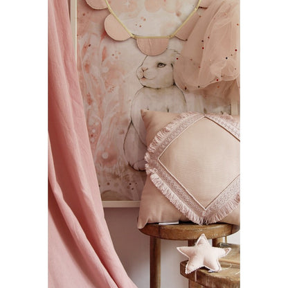 Cotton&Sweets Cotton & Sweets Boho Sierkussen met Kant "Powder Pink" - Decomusy